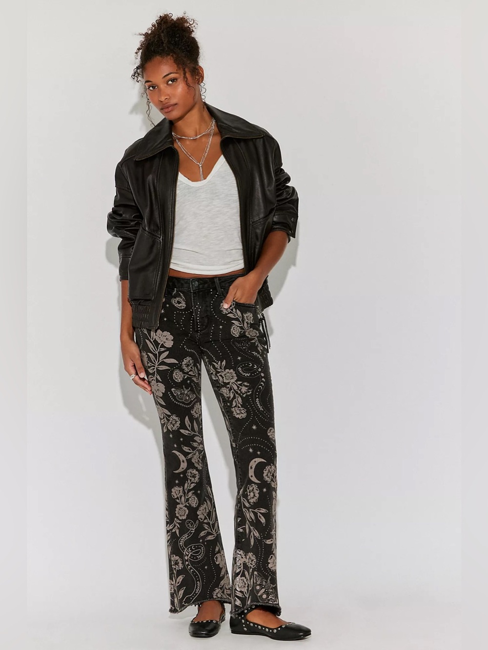Driftwood Eva Printed Flare Jeans size 29